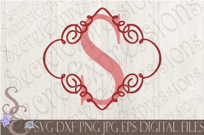 Letter S Initial Swirl Border Monogram