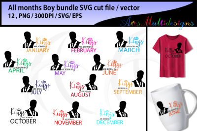 all months boys SVG vector bundle / Eps / Png / jan boy, feb boy