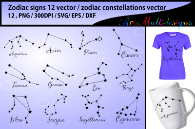 zodiac vector silhouette &2F; zodiac constellations svg vector &2F; zodiac