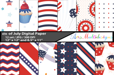 4th of july digital papers, 4th of july pattern, digital papers, 