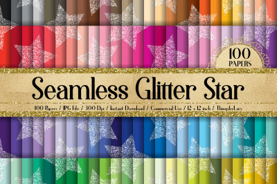 100 Seamless Glitter Star Digital Papers