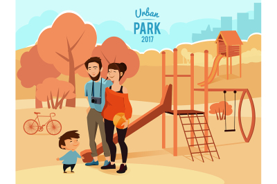 People relax and walking in urban park