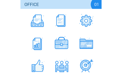Simple Modern Set of Business Blue Color Line Icons.