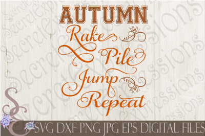 Autumn Rake Pile Jump Repeat SVG