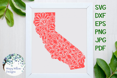 California CA State Mandala SVG/DXF/EPS/PNG/JPG/PDF