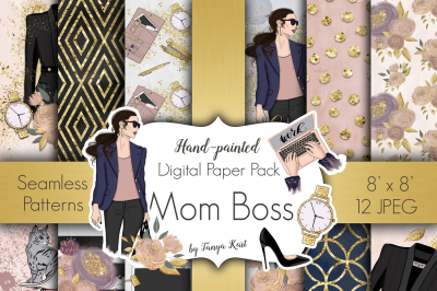 Mom Boss Digital Paper Pack