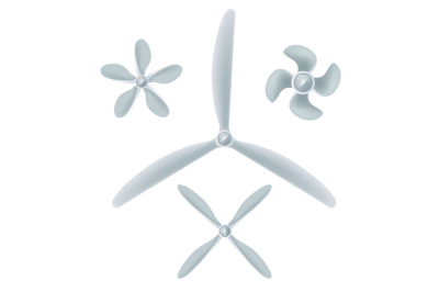 Aircraft screw set. Airplane propellers on white background. 