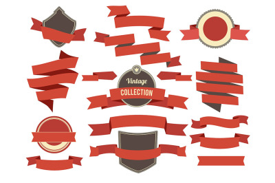  Coloring banners ribbons and badges set in modern flat style