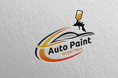 Car Painting Logo with Spray Gun and Sport Car Concept 2