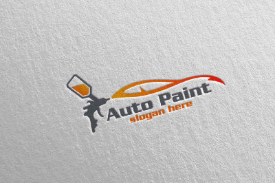 Car Painting Logo with Spray Gun and Sport Car Concept 5