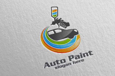 Car Painting Logo with Spray Gun and Sport Car Concept 6