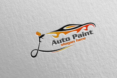 Car Painting Logo with Spray Gun and Sport Car Concept 9