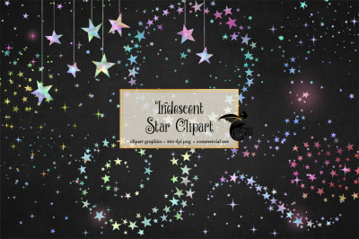 Iridescent Stars Clipart and Patterns