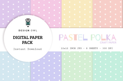 Pastel polka dots - Digital paper pack
