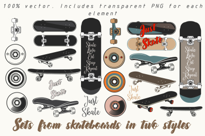 Skateboard vector set 