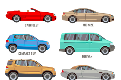 Car types flat icons