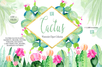 Cactus watercolor clipart collection. Watercolour cactuses and Aloe ve