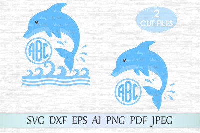 Dolphin monograms SVG, DXF, EPS, AI, PNG, PDF, JPEG
