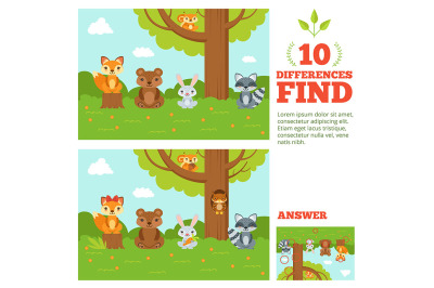 Educational game for kids with funny forest mascots