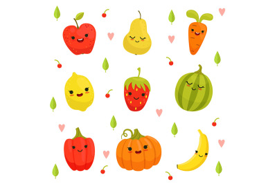  Vector mascot design of cartoon fruits and vegetables