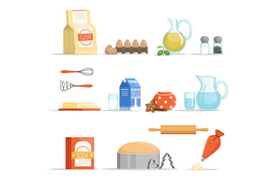 Different food ingredients for baking and cooking