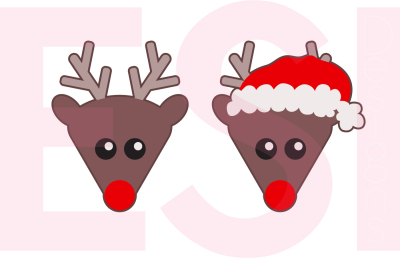 Rudolph Reindeer Heads - Design Set - SVG, DXF, EPS & PNG - Cutting Files