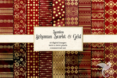 Bohemian Scarlet and Gold Patterns