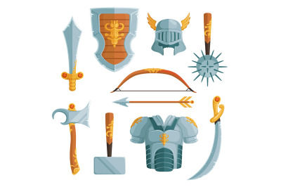 Fantasy weapons in cartoon style