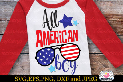  SVG, Dxf, Eps & Png Cutting Files All American Boy 
