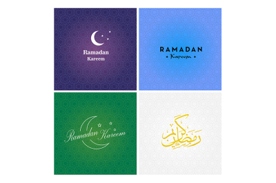 Set of Arabic backgrounds. Ramadan patterns. Vector flat illustration