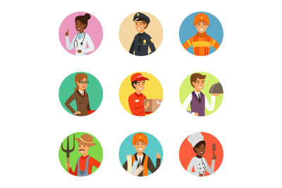 Vector avatars set with different professions