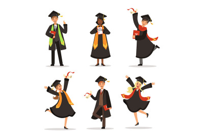 Success and happy students. Graduation in different countries