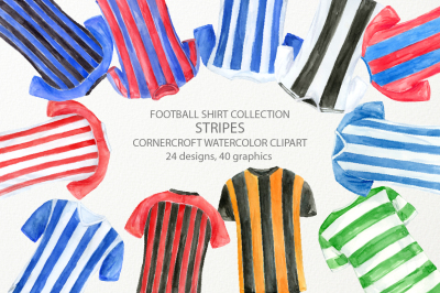 Watercolor Striped Football Shirt Clipart