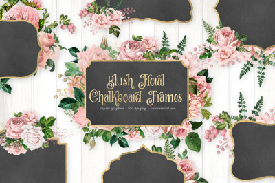 Blush Pink Floral Chalkboard Frames