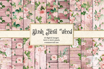 Blush Floral Wood Digital Paper