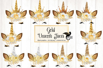 Gold Unicorn Faces Clipart