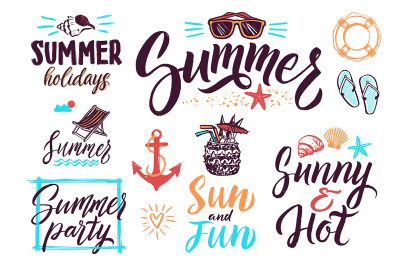 Summer typography lettering decoration for vintage posters or postcard
