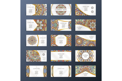 Banners or visit cards with mandala decoration on them