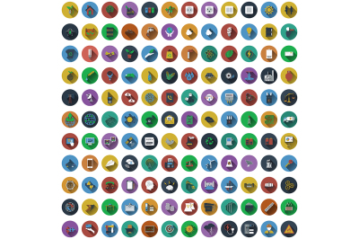 Big set of circle flat design icons