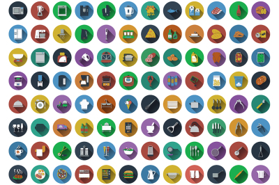 Big set of circle flat design icons