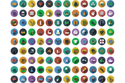 Big set of circle flat design icons