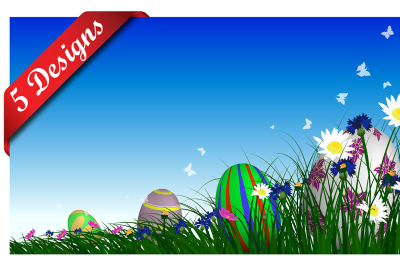 Easter Eggs on Springtime Meadow set