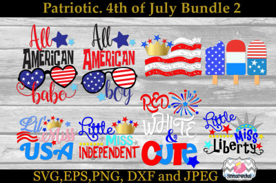 SVG, Dxf, Eps & Png Cutting Files Patriotic July 4th Bundle 2