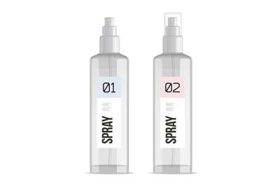 Cosmetic spray bottles set isolated on white background. 
