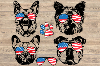 Dogs USA Flag German shepherd Yorkshire Terrier Bulldog pug 856S