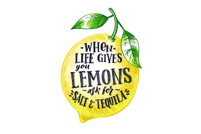 Fresh lemon with hand writing phrase