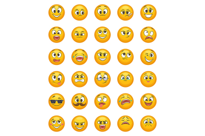 Emoticon set with different funny emotions