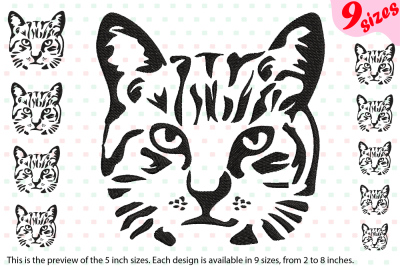 Cat Head Embroidery Design digital file Farm Kitten kitty Milk 222b