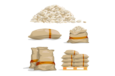  Different sacks of white rice