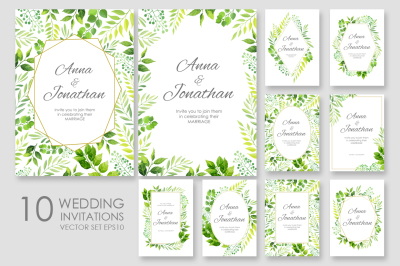 Floral Wedding invitations vector set